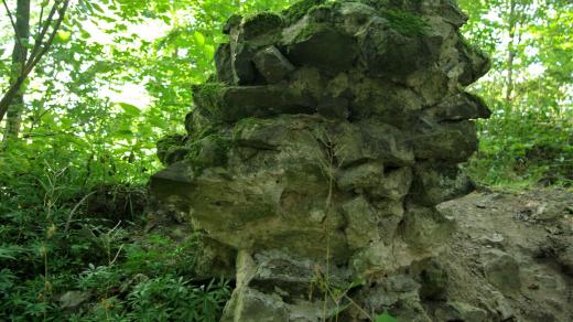 Ruiny hradu Kozlov, který podle své polohy zřejmě býval strážním místem