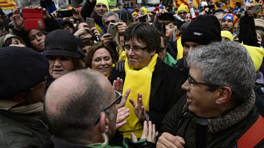 Protest katalánských separatistů v Bruselu. Na snímku sesazený katalánský premiér Carles Puigdemont