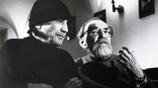 Egon Bondy a Míla Hlavsa v Bratislavě (na konci 90. let) 