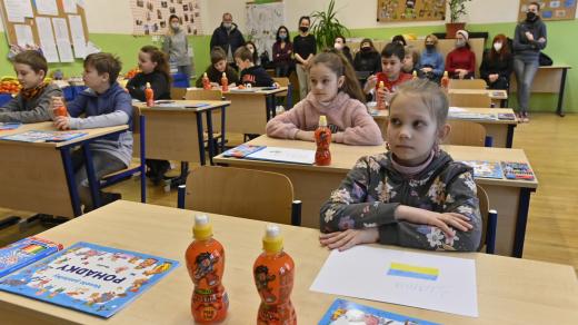 Ukrajinské děti ve třídě 1. Slovanského gymnázia v Praze