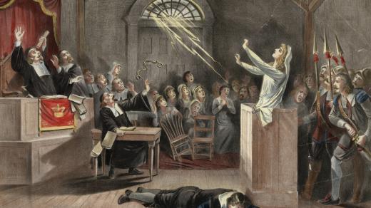 Dobová ilustrace k procesům s čarodějnicemi ze Salemu