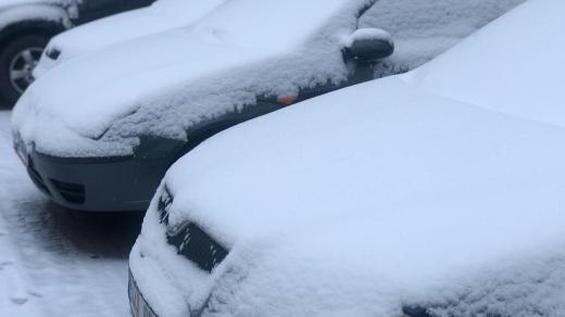 zima, sníh, auta