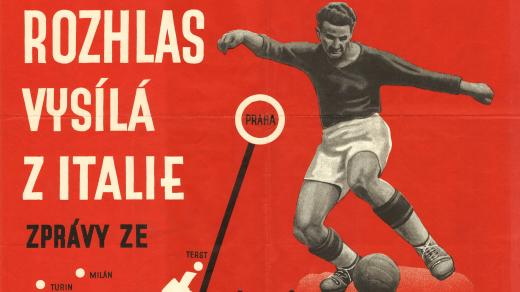 Rozhlasový plakát k MS ve fotbale 1934