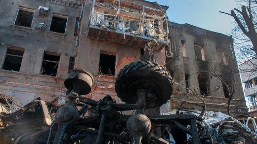 Zničené ukrajinské město Cherson