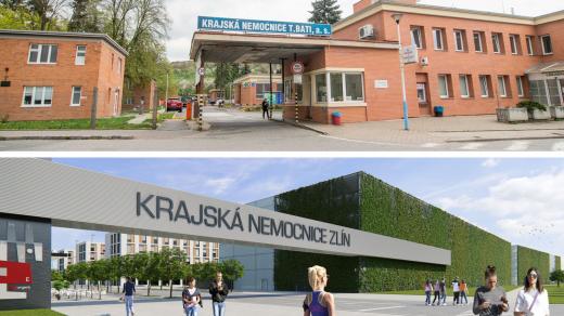 Stávající versus nová krajská nemocnice ve Zlíně