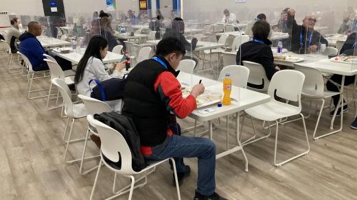 Novinářská jídelna v Main Media Center v Olympijském parku v Pekingu