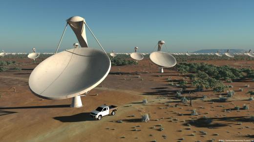 Budovaný radioteleskop SKA v představě výtvarníka