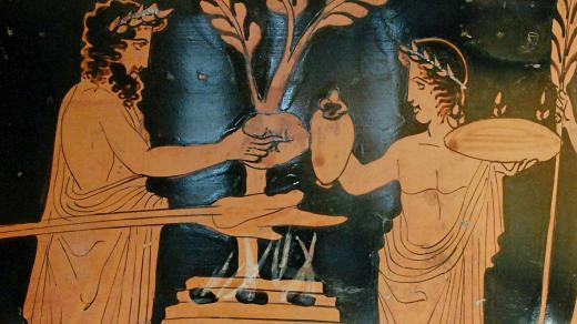 Scéna ze starořecké malované vázy