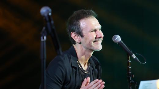 Ukrajinský hudebník, zpěvák skupiny Okean Elzy Svjatoslav Vakarčuk koncertuje v Ivano-Frankivsku na západní Ukrajině