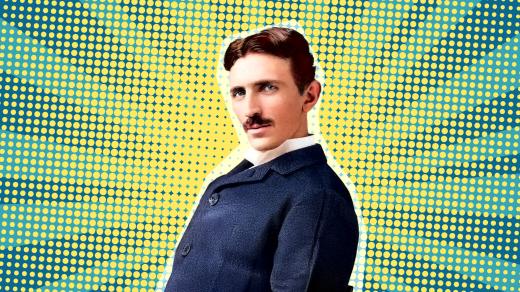 Nikola Tesla byl podivínský génius (koláž, digitálně kolorováno)