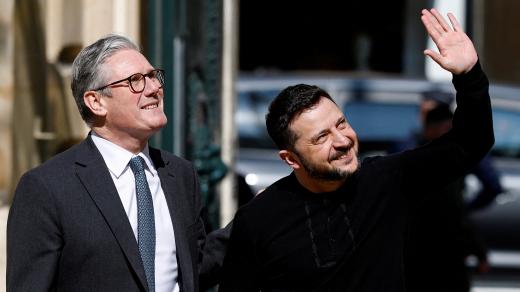 Keir Starmer a Volodymyr Zelenskyj po summitu v Paříži 27. března 2025