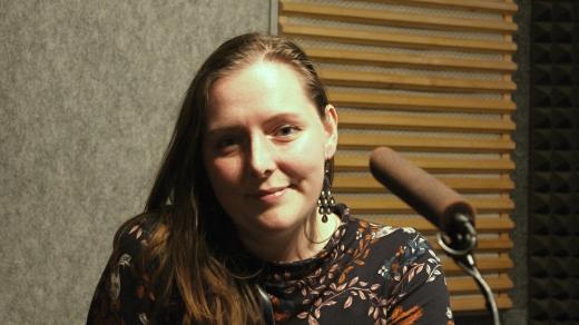 Markéta Kočí-Machačíková ve studiu Českého rozhlasu Olomouc