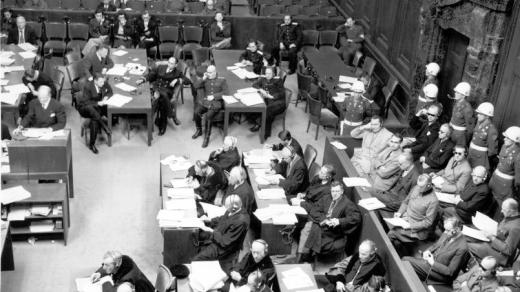 Norimberský proces - celkový pohled do soudní síně