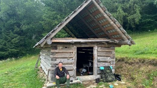 Trail angels, útulna pana Martina ve Vyškovci, na fotografii poutník Stáňa ze Vnorov