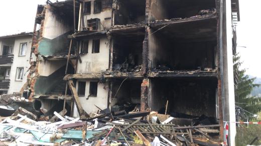 Bytový dům v Lenoře zničený výbuchem