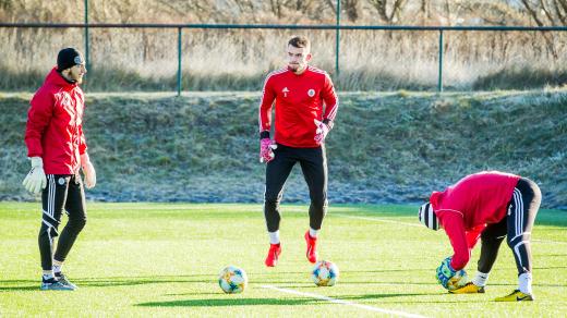 Fotbalisté Dynama České Budějovice začali s přípravou na jarní prvoligovou část sezony. Na snímku gólman Martin Janáček