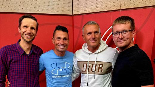 Aktéři pořadu Kilometry Jiřího Ježka s hostem Františkem Trkalem