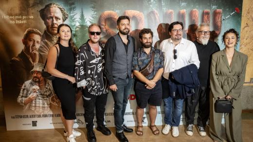 Novinářská projekce komedie Srnky: Tomáš Svoboda, režisér, Štěpán Kozub, Robin Ferro, Albert Čuba, Vladimír Polák, herec, Beata Hrnčiříková, Lada Bělašková, herečka