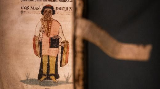 Kronikář Kosmas na vyobrazení v Lipském rukopisu jeho Kroniky české