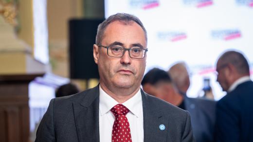 Boris Šťastný na zahájení závěrečné fáze volební kampaně strany Motoristé sobě