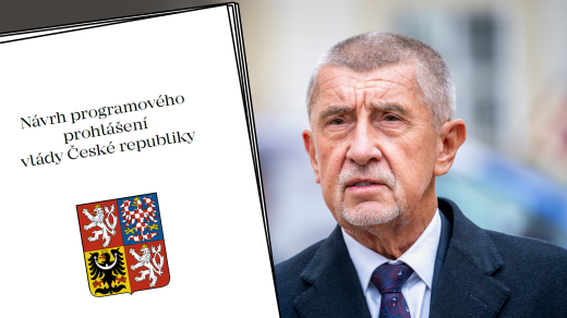 Andrej Babiš (ANO) a návrh programového prohlášení vlády (koláž)