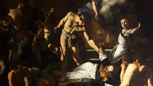 Caravaggio: Umučení sv. Matouše (1600, olej na plátně, kostel San Luigi dei Francesi, Řím)