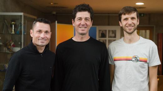 Bike fitter Jan Falge a moderátoři Kilometrů Jiřího Ježka