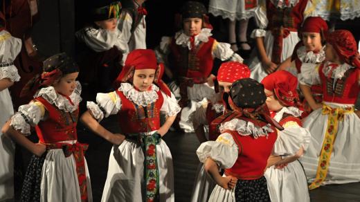 Děti ze souboru Trávníček Přerov na krajské přehlídce v Prostějově