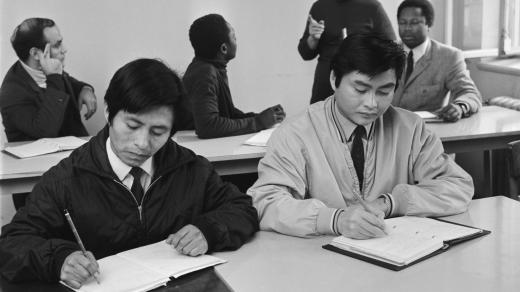 Studenti Univerzity 17. listopadu během vyučování 5. listopadu 1969