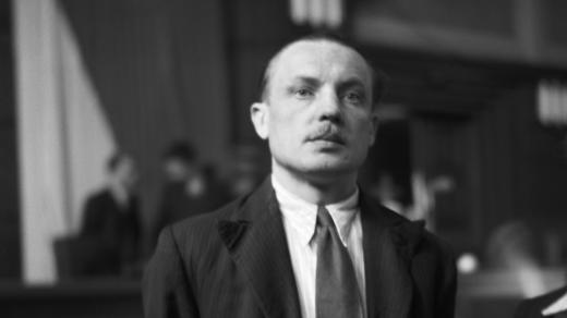 Karel Čurda před soudem v Praze na Pankráci v roce 1947