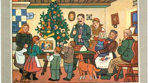 Klasická vánoční pohlednice od Josefa Lady