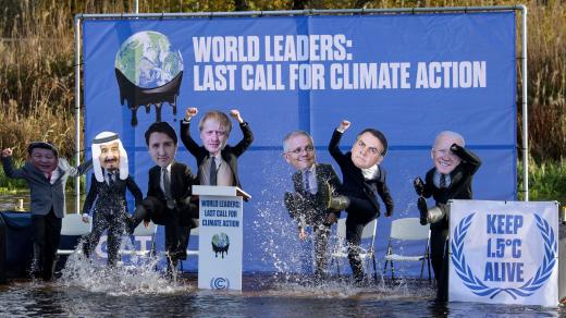 Aktivistická instalace reagující na klimatickou konferenci OSN v Glasgow COP26