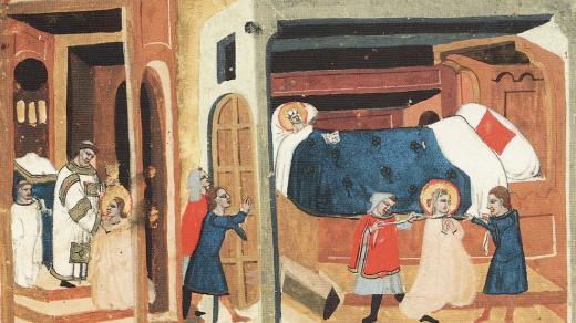 Zavraždění svaté Ludmily podle vyobrazení v Dalimilově kronice