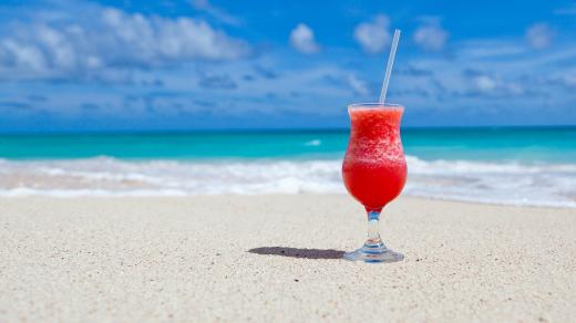 léto, koktejl, pláž, moře
