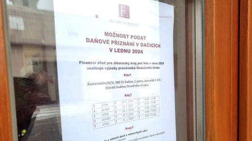 Finanční úřad informuje o výjezdu svých pracovníků do Dačic