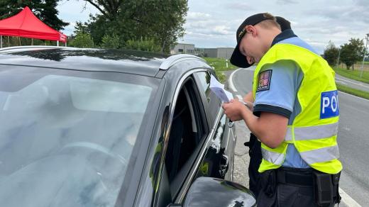 Policejní kontrola na výjezdu z Přerova směrem na Kozlovice
