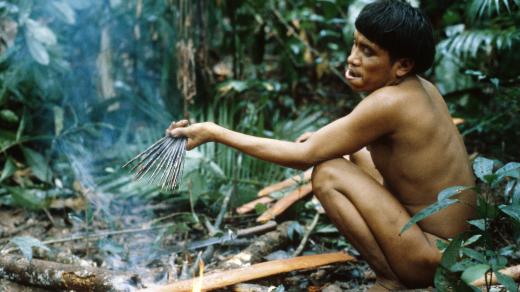 Amazonská džungle, šípové hroty, domorodec