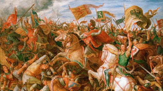 Julius Schnorr von Carolsfeld: Bitva Rudolfa Habsburského proti Přemyslu Otakarovi II.