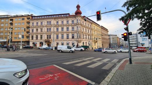 Křižovatka ulic Milady Horákové a Koliště v Brně