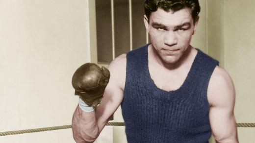 Německý boxerský šampion Max Schmeling na kolorované fotografii z roku 1928