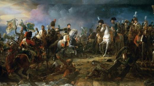 Bitva u Slavkova, Vítězný návrat generála Rappa, který Napoleonovi přiváží ukořistěné ruské prapory a zajatého knížete Repnina
