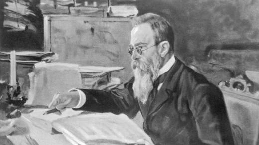Nikolaj Andrejevič Rimskij-Korsakov na obraze od V. A. Sěrova