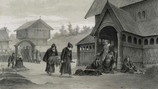 Černá smrt - epidemie moru ve 14. století. Koncem roku 1349 byla morem nakažena polovina Evropy