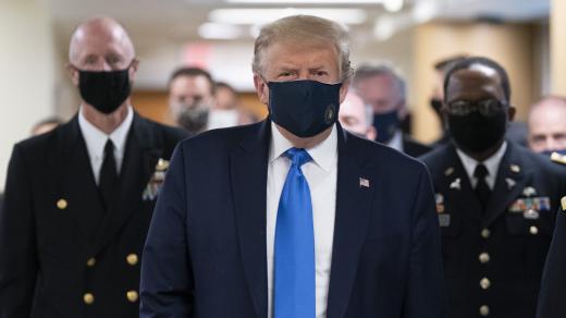 Donald Trump (arrives at Walter Reed to visit with wounded military members)