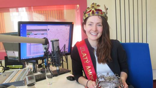 Daniela Krátká ve studiu Českého rozhlasu Hradec Králové