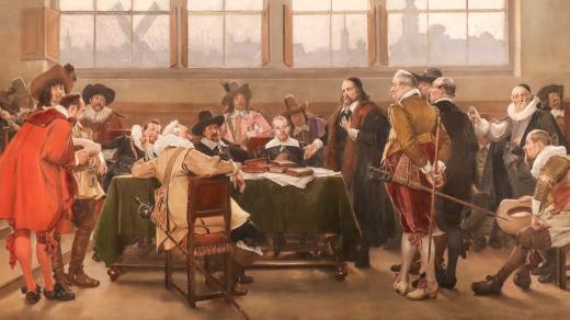 Jízdárna Pražského hradu: obraz zachycující Jana Amose Komenského (výřez)