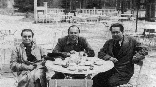 Zleva Toyen, Jindřich Heisler a Karel Teige v roce 1940