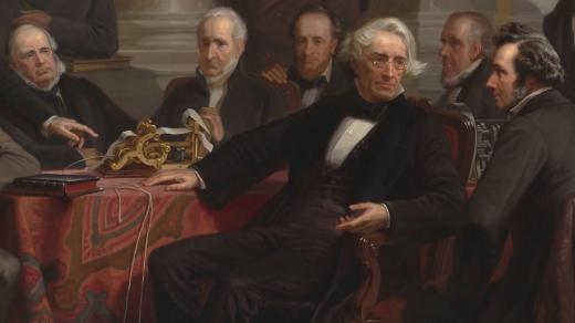 Christian Schussele: Muži pokroku. Samuel Morse a jeho telegraf