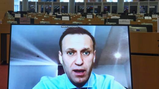 Alexej Navalnyj během online slyšení v zahraničním výboru Evropského parlamentu