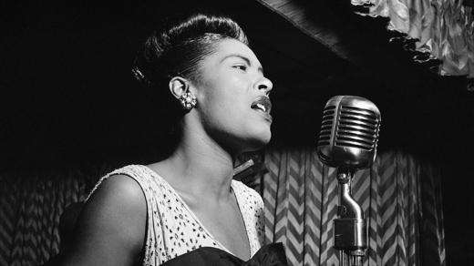 Billie Holiday at the Downbeat club, a jazz club in New York City; circa February 1947